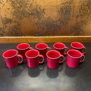 Fiesta Ware Scarlet Red Java Mugs, Set of 8 D Handle Homer Laughlin Cups 12oz